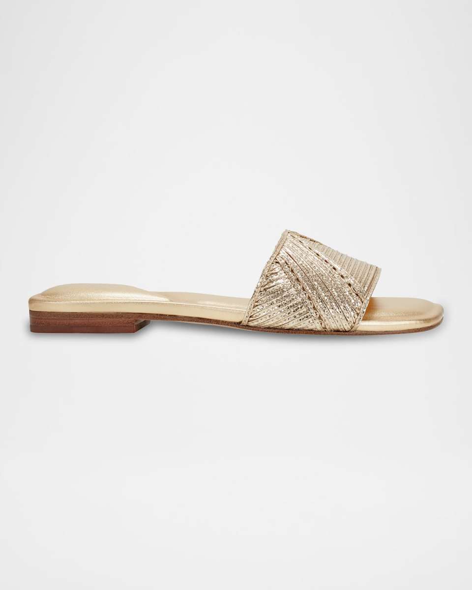 Murphy Metallic Woven Flat Slide Sandals